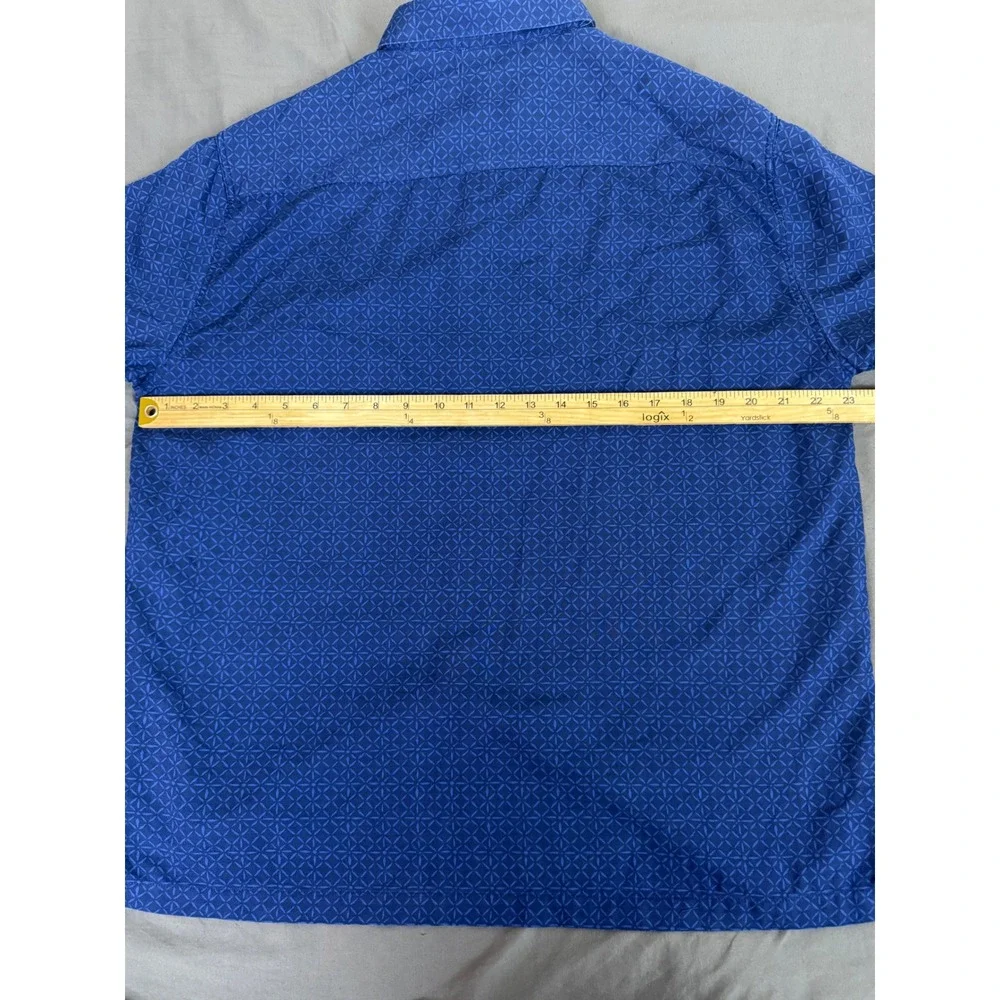 Nat Nast Luxury Originals Silk Cotton Blue Geometric Shirt Mens Large S/S